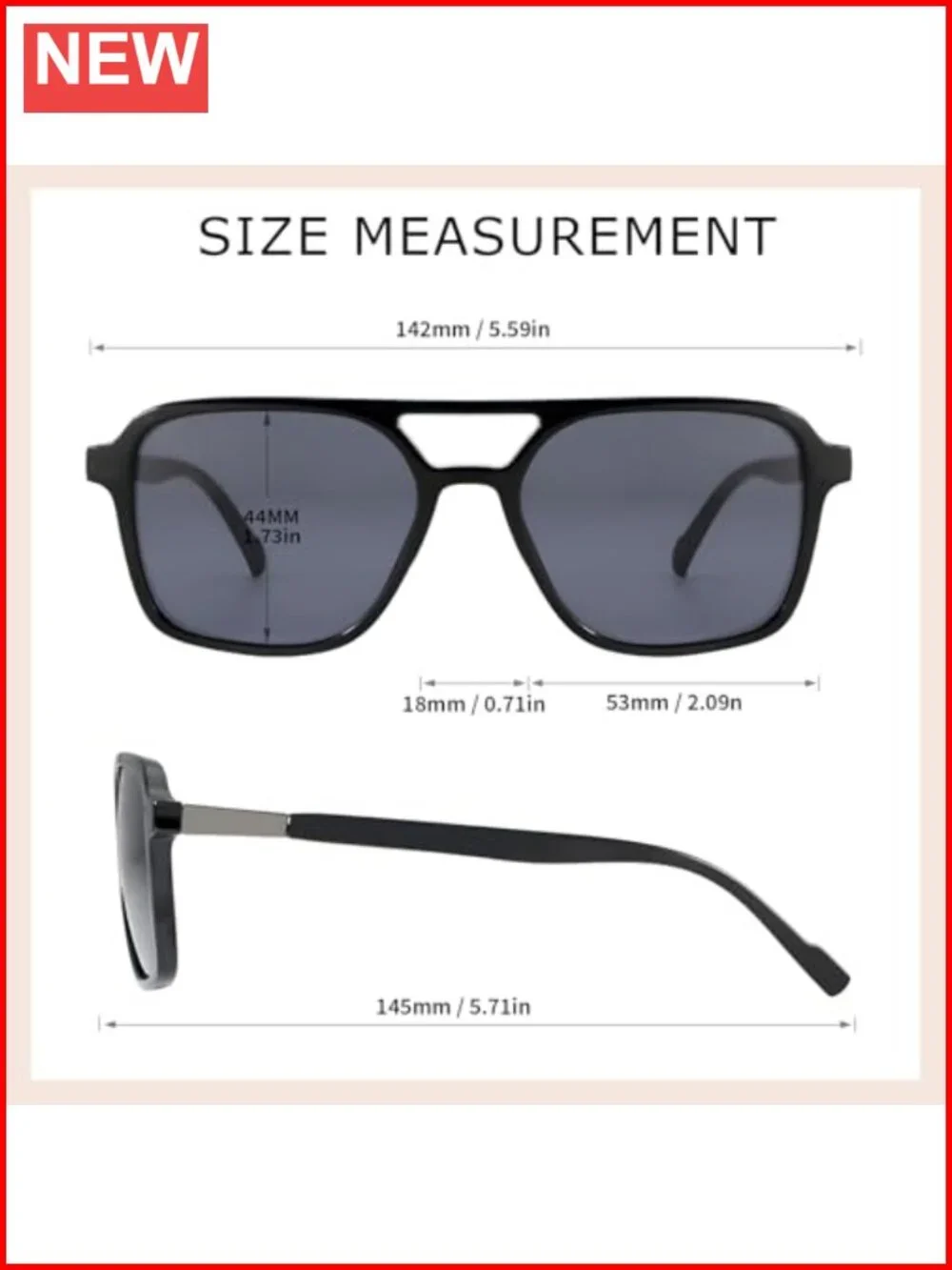Retro Aviator Sunglasses, UV400 Protection Rectangle Shades